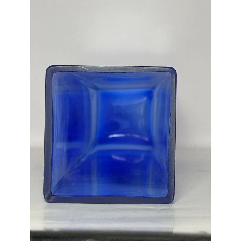 Cobalt Blue Art Glass Bud Vase Square Column Mid Century Modern‎